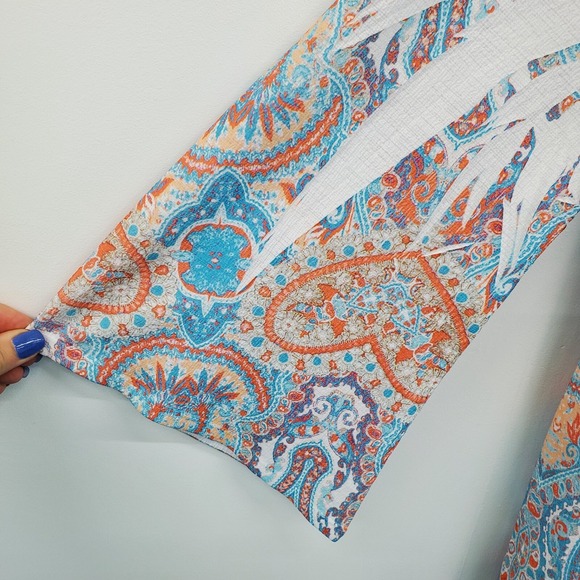 Reba Womens L Multicolor Paisley Beaded V-Neck Knit Tunic Top NWT Made USA - Picture 7 of 16